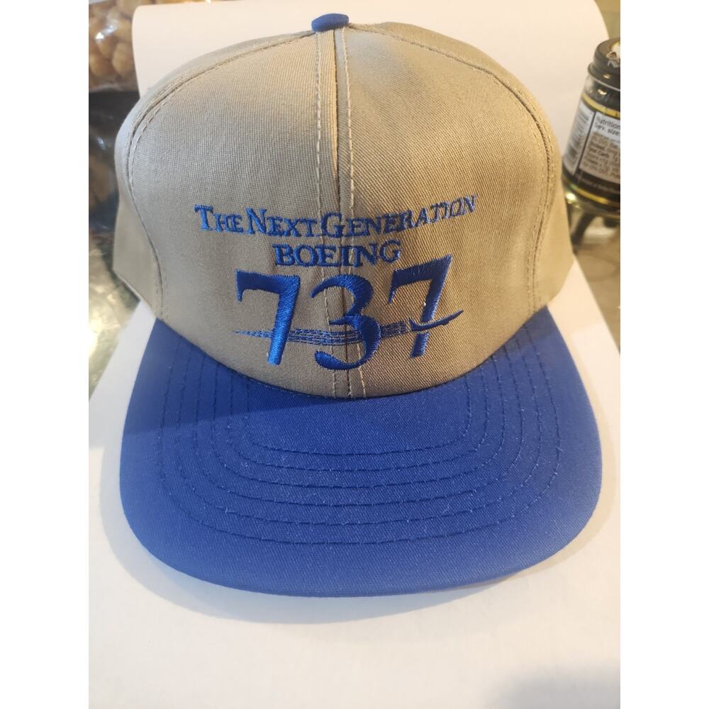 Vintage Boeing 737 Hat Ball Cap Blue Adjustable Official Plane MADE IN USA